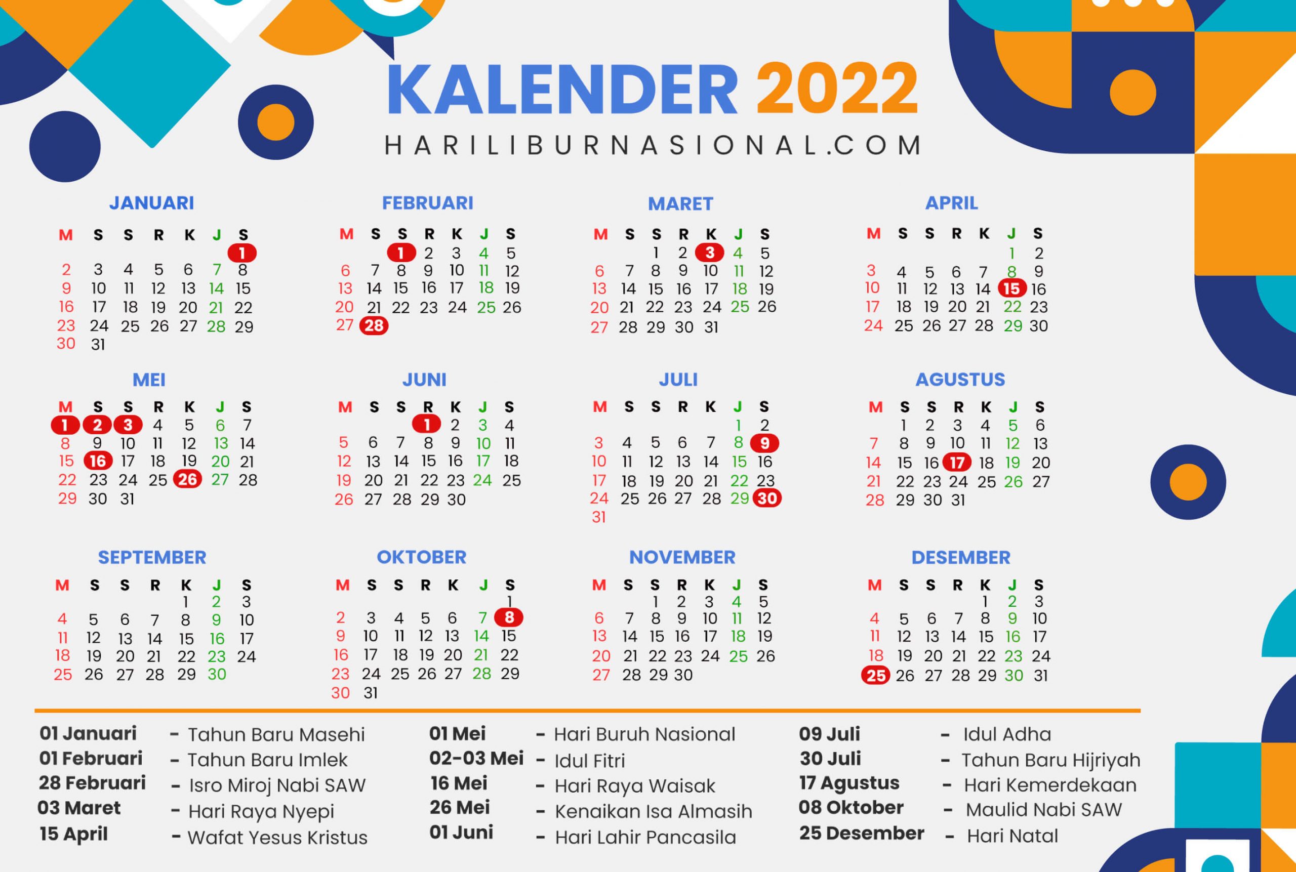 Kalender 2022 lengkap