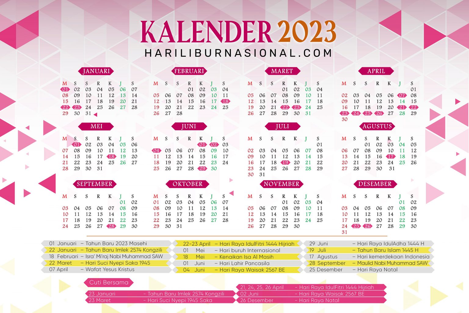 Kalender 2023 Beserta Hari Libur Nasional, Kalender 2023, Kalender